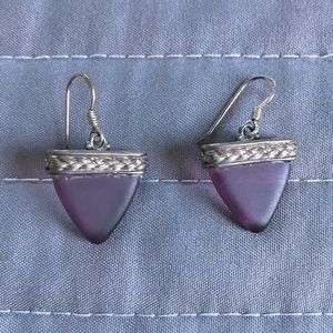 Purple and Silver Toned Earrings